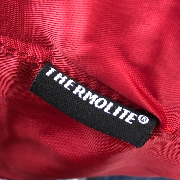 Danier Red Cropped ThemoLite Jacket Liner Bomber Black Faux Fur Collar Cuffs S/M - Picture 16 of 17